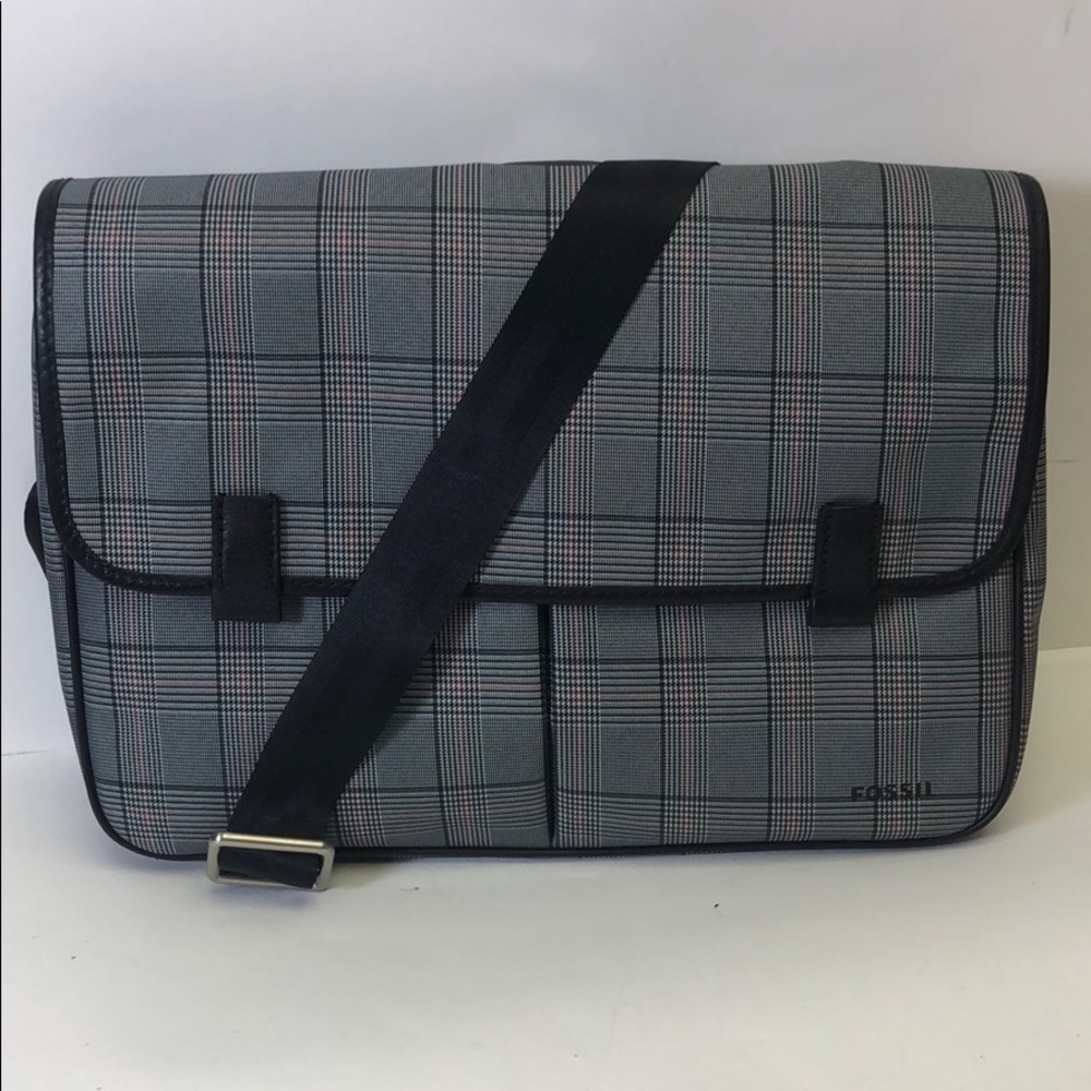 Fossil Mercer Mess Plaid Bag Laptop Case new